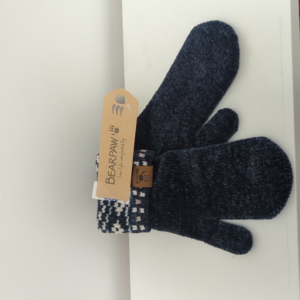 Pair of blue Bear paw mittens
